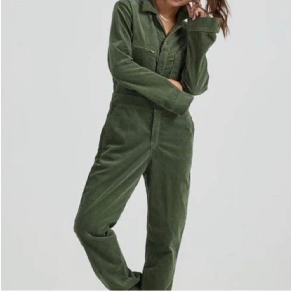 Lee Olive Green Corduroy Long Sleeve Utility Union Alls